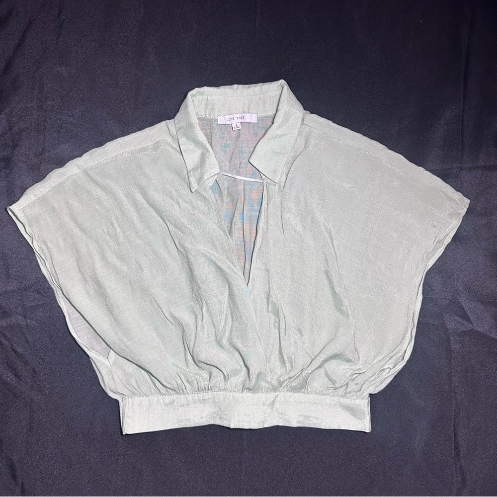 Size S: Women’s Light Green Cropped Blouse by Love Tree